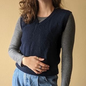 navy blue Shetland sweater vest